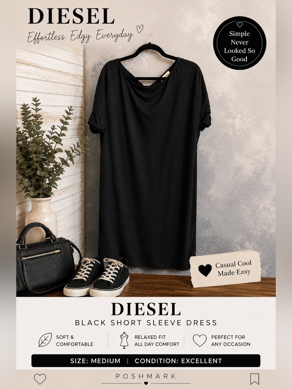 Diesel Black short Sleeve Dress